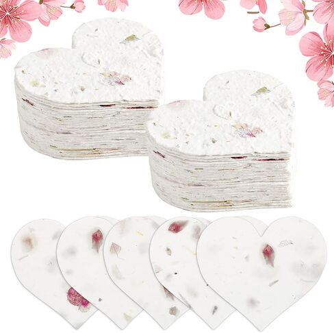 50 PCS Plantable Seed Paper, Heart Wedding Favors for Guests, Handmade Recycled Wildflower Sheets Gifts Cards for DIY Crafts, Baby Shower Wedding Favors Birthday Party, 7.2 x 6.3 cm / 2.85 x 2.5 in in Saudi Arabia