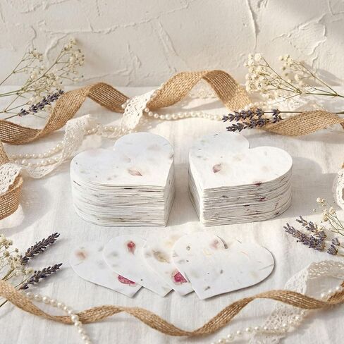 50 PCS Plantable Seed Paper, Heart Wedding Favors for Guests, Handmade Recycled Wildflower Sheets Gifts Cards for DIY Crafts, Baby Shower Wedding Favors Birthday Party, 7.2 x 6.3 cm / 2.85 x 2.5 in in Saudi Arabia