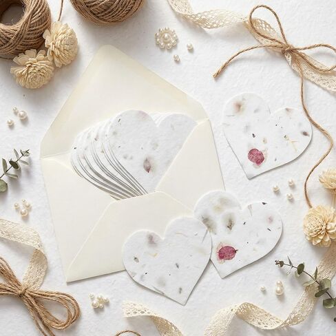 50 PCS Plantable Seed Paper, Heart Wedding Favors for Guests, Handmade Recycled Wildflower Sheets Gifts Cards for DIY Crafts, Baby Shower Wedding Favors Birthday Party, 7.2 x 6.3 cm / 2.85 x 2.5 in in Saudi Arabia