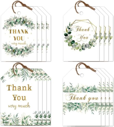 80Pcs Greenery Thank You Gift Tags with String 4 Style Spring Green Tag Hanging Labels Name Tags 2×3 Inch for Wedding Birthday Party DIY Gift Crafts Employee Appreciation Favor Decor in Kuwait