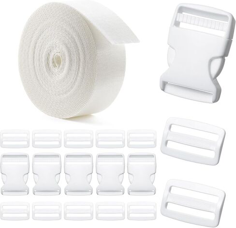 Buckles and Straps Combo Set 10 Yards Nylon Webbing 6 Dual Adjustable Side Release Buckles 12 Pcs Tri-Glide Slider Clips in Saudi Arabia