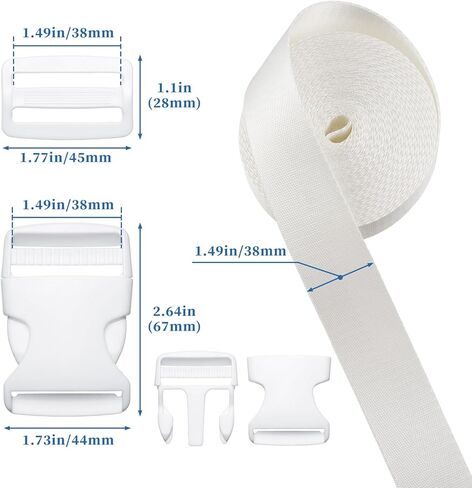 Buckles and Straps Combo Set 10 Yards Nylon Webbing 6 Dual Adjustable Side Release Buckles 12 Pcs Tri-Glide Slider Clips in Saudi Arabia