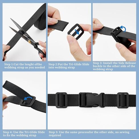 Buckles and Straps Combo Set 10 Yards Nylon Webbing 6 Dual Adjustable Side Release Buckles 12 Pcs Tri-Glide Slider Clips in Saudi Arabia