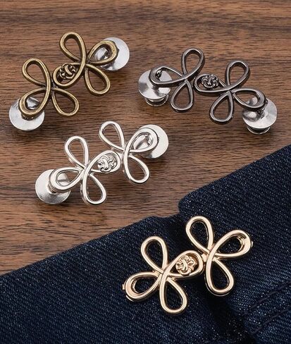 8 Sets Pant Waist Tightener, Adjuster Jean Buttons for Loose Jeans, Detachable Metal Waist Buckle Pants Clips for Skirts Sleeves in Kuwait