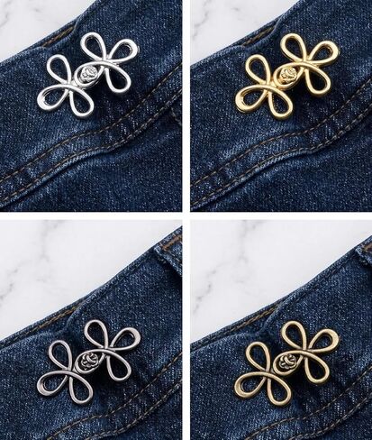 8 Sets Pant Waist Tightener, Adjuster Jean Buttons for Loose Jeans, Detachable Metal Waist Buckle Pants Clips for Skirts Sleeves in Kuwait