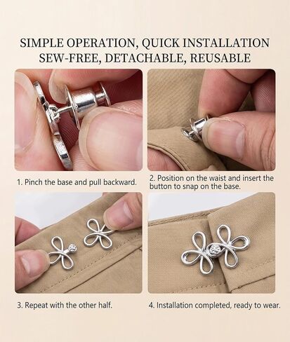 8 Sets Pant Waist Tightener, Adjuster Jean Buttons for Loose Jeans, Detachable Metal Waist Buckle Pants Clips for Skirts Sleeves in Kuwait