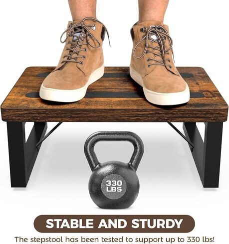 Step Stool, NomNest One Step Wooden Ladder Metal Foot Stool Small Kitchen Stool Helper for Toddler Adults, Ladder Chair for Home Bedside Bathroom Sink Potty in Saudi Arabia