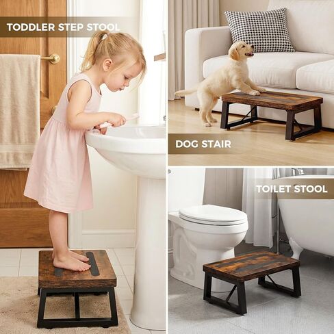 Step Stool, NomNest One Step Wooden Ladder Metal Foot Stool Small Kitchen Stool Helper for Toddler Adults, Ladder Chair for Home Bedside Bathroom Sink Potty in Saudi Arabia