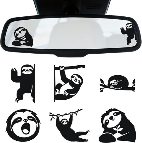 Rislobx Rearview Mirror Decal, 6PCS Black Peeking Cat Vanity Car Mirror Stickers, Vinyl Waterproof Car Window Decorative Sticker for Bottle Skateboard Motorcycle Notebook (Peeking Cat) in Kuwait