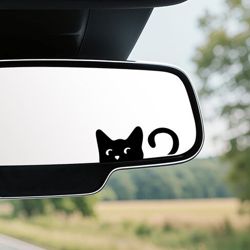 Rislobx Rearview Mirror Decal, 6PCS Black Peeking Cat Vanity Car Mirror Stickers, Vinyl Waterproof Car Window Decorative Sticker for Bottle Skateboard Motorcycle Notebook (Peeking Cat) in Kuwait
