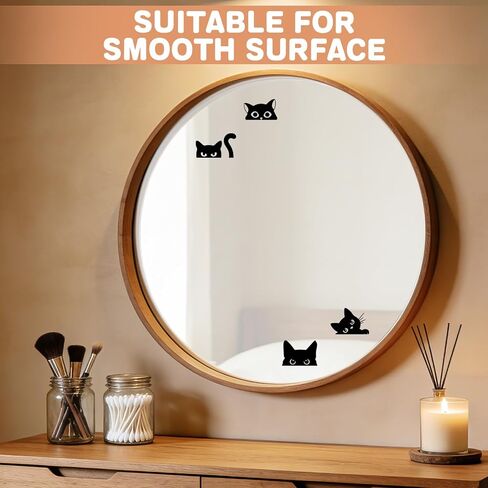 Rislobx Rearview Mirror Decal, 6PCS Black Peeking Cat Vanity Car Mirror Stickers, Vinyl Waterproof Car Window Decorative Sticker for Bottle Skateboard Motorcycle Notebook (Peeking Cat) in Kuwait