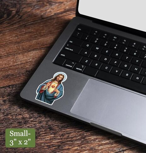 Jesus Sticker – Sacred Heart of Jesus Vinyl Decal – Christian Catholic God Stickers for Car Bumper Laptop, Bible, or Church (3" H) in Saudi Arabia