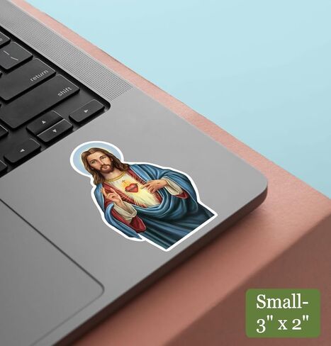 Jesus Sticker – Sacred Heart of Jesus Vinyl Decal – Christian Catholic God Stickers for Car Bumper Laptop, Bible, or Church (3" H) in Saudi Arabia