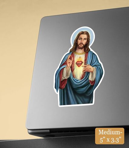 Jesus Sticker – Sacred Heart of Jesus Vinyl Decal – Christian Catholic God Stickers for Car Bumper Laptop, Bible, or Church (3" H) in Saudi Arabia