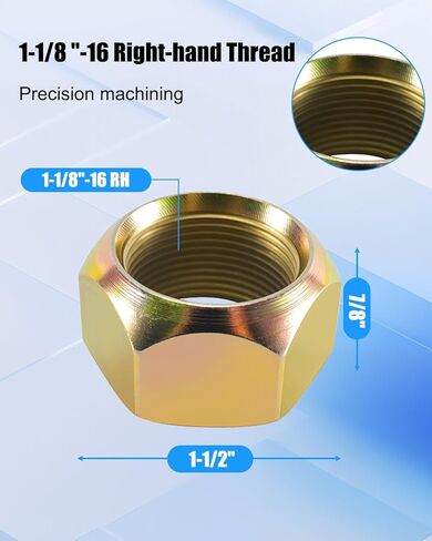 M-126 Outer Stud Piloted Wheel Cap Nuts 1-1/8in-16 Thread and 1-1/2in Hex Fit for Stud-Piloted Wheel Systems Right Hand Thread, 10 Pack in Saudi Arabia