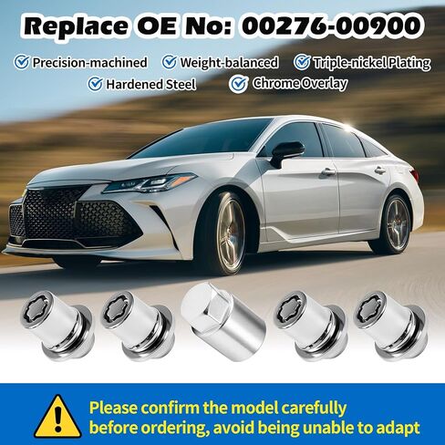 Wheel Lock Lug Nuts Set M12 x 1.5 Anti Theft Fit for Toyota Avalon C-HR Camry Celica Corolla Matrix Mirai MR2 Prius RAV4 Sienna Solara & Lexus, Chrome, Replace Toyota Wheel Lock Key 00276-00900 in Saudi Arabia