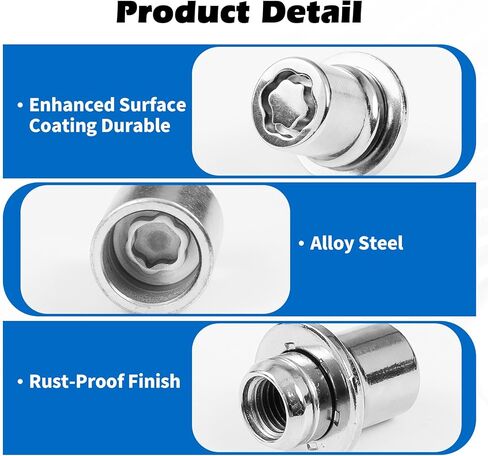 Wheel Lock Lug Nuts Set M12 x 1.5 Anti Theft Fit for Toyota Avalon C-HR Camry Celica Corolla Matrix Mirai MR2 Prius RAV4 Sienna Solara & Lexus, Chrome, Replace Toyota Wheel Lock Key 00276-00900 in Saudi Arabia