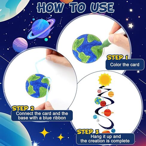 24 مجموعة من مجموعات الحرف الفضائية DIY، النظام الشمسي، تلوين الكوكب، ديكور معلق، تلوين ورق الفضاء الخارجي الخاص بك، الحرف الورقية، تلوين المجرة، الفن للمنزل، المدرسة، الفصول الدراسية، هدايا الحفلات in Kuwait
