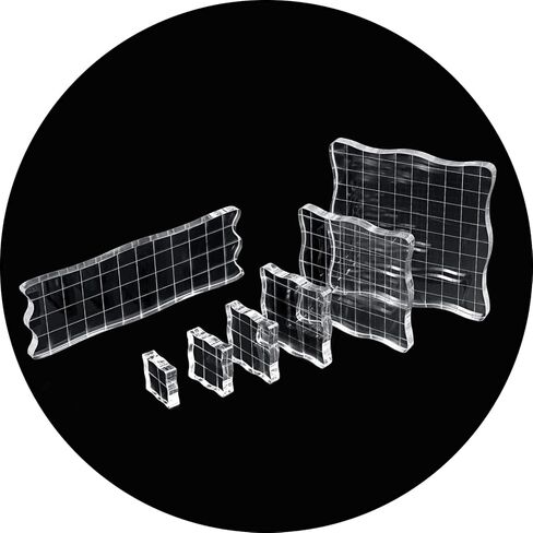 7 PCS Acrylic Stamp Block Assorted Sizes Clear Stamping Blocks Tools with Grid Lines Acrylic Tools Grid Lines Set for Scrapbooking Card Making(Lace Edge) in Saudi Arabia