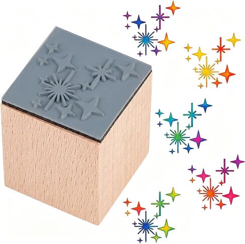 Star Rubber Stamp for Card Making 1 Inch Mini Wooden Stamps Twinkle Stars Pattern Square Small Reusable Seal for DIY Craft Scrapbooking Journaling Planner Album Envelopes Photos Decoration in Kuwait