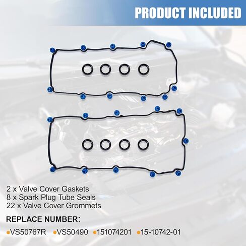 Sorello VS50767R Engine Valve Cover Gasket Set Compatible with Ford Edge Flex Fusion Taurus Taurus X, for Lincoln MKS MKZ MKT MKX, for Mazda 6 CX-9, for Mercury Sable, 3.5L 3.7L V6 Replaces VS50490 in Saudi Arabia