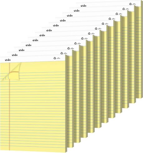 ViVin Legal Pads 8.5 x 11 Inch, Wide Ruled Note Pads, 6 Pack, 50 Sheet/Pad, Notepads for Office Home School, 300 Sheets, Perforated Writing Pads, Canary Yellow Paper in Saudi Arabia
