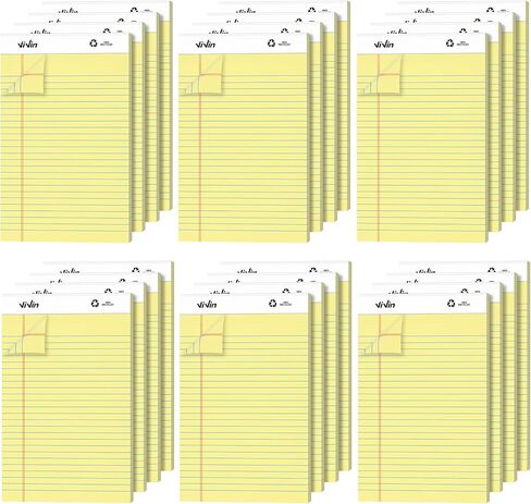 ViVin Legal Pads 8.5 x 11 Inch, Wide Ruled Note Pads, 6 Pack, 50 Sheet/Pad, Notepads for Office Home School, 300 Sheets, Perforated Writing Pads, Canary Yellow Paper in Saudi Arabia