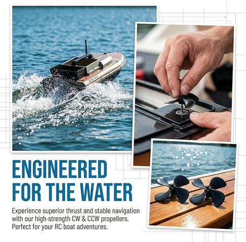 Toddmomy RC Boat Propellers, 50mm 4-Blade CW CCW Props with 4mm Shaft, PC Plastic Replacement Parts for Submarine and Bait Boats, Fishing Cargo Ships & Models in Kuwait