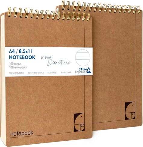 le vent Top Spiral Notebook 8.5 x 11 - Hardcover Graph Paper Note pad 200+200 Pages - Non-Bleed 100gsm Thick Paper - A4 Grid Spiral Notebook, Notepad for Engineering, Math & Creative Planning in Saudi Arabia
