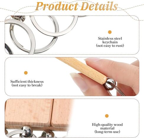 100 Pcs Wooden Keychain Blanks Bulk, Unfinished Wood Engraving Blank Key Chain DIY Rectangular Key Ring Tags for Crafts Gift,Pet Tags in Saudi Arabia