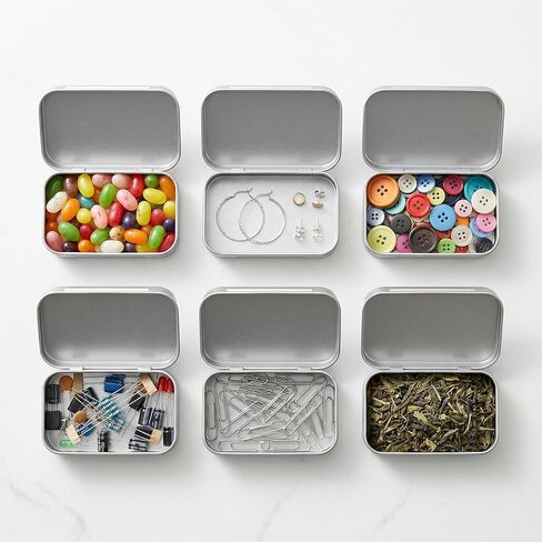100 PCS Small Rectangular Hinged Tin, 3.7 x 2.3 x 0.8 inch Empty Tins Box, Metal Box Hinged Containers with Lid for Candies, Crafts, Jewelry in Saudi Arabia