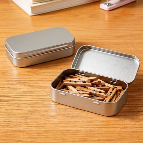 100 PCS Small Rectangular Hinged Tin, 3.7 x 2.3 x 0.8 inch Empty Tins Box, Metal Box Hinged Containers with Lid for Candies, Crafts, Jewelry in Saudi Arabia