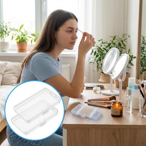 قطعتان من حامل أعواد القطن للسفر، حامل خيط تنظيف الأسنان، حاويات بلاستيكية صغيرة مع أغطية، علبة بلاستيكية شفافة، صناديق صغيرة لتخزين العناصر الصغيرة، خرز مجوهرات، قطع ألعاب (4.92 × 2.76 × 0.75 بوصة) in Kuwait