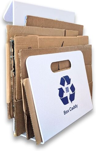 Box Caddy - منظم إعادة تدوير الورق المقوى. الحل النهائي لتخزين ونقل وإعادة تدوير الصناديق الخاصة بك. يزيل فوضى الورق المقوى. (عبوتان أبيض/أزرق) in Kuwait
