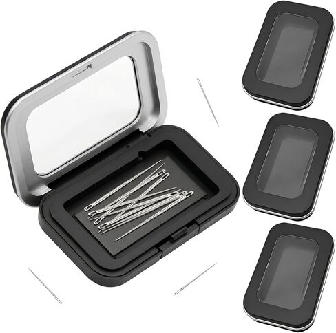 4pcs Magnetic Needle Case with Transparent Acrylic Lid, Magnetic Needle Tin Secures Pins Under 5.5cm, Sewing Needle Case with Snap Closure, Craft Supplies Storage Gift for Sewers in Saudi Arabia