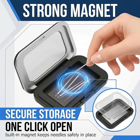 4pcs Magnetic Needle Case with Transparent Acrylic Lid, Magnetic Needle Tin Secures Pins Under 5.5cm, Sewing Needle Case with Snap Closure, Craft Supplies Storage Gift for Sewers in Saudi Arabia