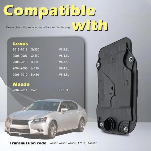 A760E A760F A760H A761E LEA760E Automotive Trans Transmission Filter Kits Oil Pan Gasket 1.3L 3.5L 4.3L Compatible with Lexus Rx-8 Gs350 Gs430 Is350 Ls430 Sc430 04-13# 35330-50020 in Kuwait