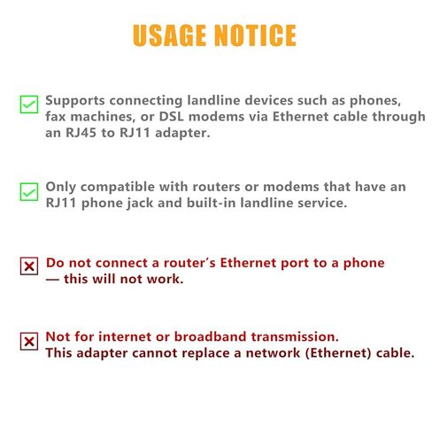 مقبس هاتف Uvital إلى محول إيثرنت، محولات RJ45 أنثى إلى أنثى مضمنة مع خطوط هاتف RJ45-ذكر إلى RJ11-ذكر للهاتف الأرضي، طقم محول RJ45 إلى RJ11 (أسود، عبوتان) in Kuwait