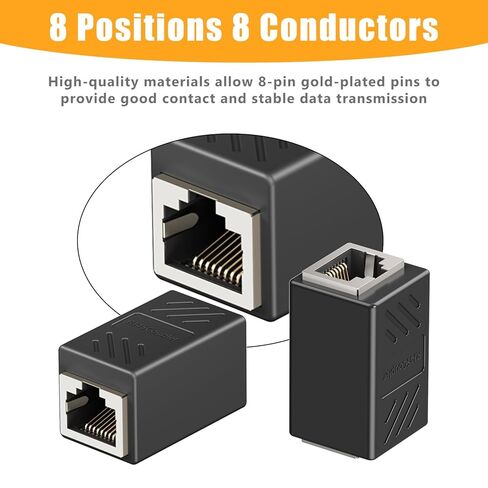 مقبس هاتف Uvital إلى محول إيثرنت، محولات RJ45 أنثى إلى أنثى مضمنة مع خطوط هاتف RJ45-ذكر إلى RJ11-ذكر للهاتف الأرضي، طقم محول RJ45 إلى RJ11 (أسود، عبوتان) in Kuwait