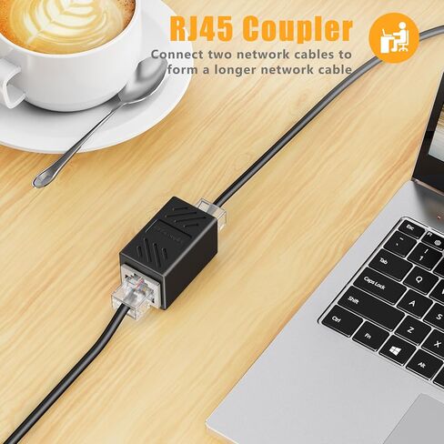 مقبس هاتف Uvital إلى محول إيثرنت، محولات RJ45 أنثى إلى أنثى مضمنة مع خطوط هاتف RJ45-ذكر إلى RJ11-ذكر للهاتف الأرضي، طقم محول RJ45 إلى RJ11 (أسود، عبوتان) in Kuwait