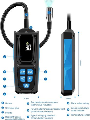 Freon Leak Detector, HVAC Freon Leak Detector, Automotive AC Leak Detection Kit, Sensitive AC Leak Detector HVAC for R12 R22 R134a R1234 R1234yf R600a R410a CFCs HCFCs HFCs HFOs HCs in Kuwait