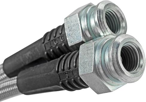 طقم خرطوم الفرامل JEGS DOT | يناسب فرجار GM Metric (D154) | صنع في الولايات المتحدة الأمريكية | بانجو 10 مم إلى 3/8 بوصة - 24 دوارة متوهجة مقلوبة | يناسب: خطوط الفرامل 3/16 بوصة | يستخدم في الأمام والخلف | خراطيم طويلة 18 بوصة in Kuwait