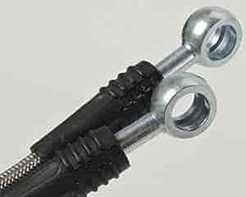طقم خرطوم الفرامل JEGS DOT | يناسب فرجار GM Metric (D154) | صنع في الولايات المتحدة الأمريكية | بانجو 10 مم إلى 3/8 بوصة - 24 دوارة متوهجة مقلوبة | يناسب: خطوط الفرامل 3/16 بوصة | يستخدم في الأمام والخلف | خراطيم طويلة 18 بوصة in Kuwait