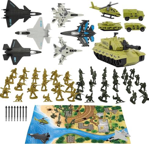 TOY Life Army Men Playset- Army Men Action Figures, Toy Soldiers for Boys, Plastic Green Army Men Playset with Vehicles/Tanks/Navy/Planes/Battle Mat Accessories- Kids Toys for Ages 4-12 in Saudi Arabia
