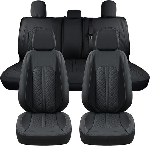 Truckiipa Seat Covers for Chevy Silverado, Leather Seat Cover Custom Fit for 2007-2013&2019-2026 Chevy Silverado GMC Sierra 1500, 2020-2026 2500HD 3500HD Double Crew Extended Cab, Full Set, Black in Saudi Arabia