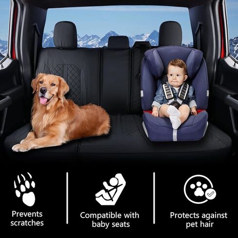 Truckiipa Seat Covers for Chevy Silverado, Leather Seat Cover Custom Fit for 2007-2013&2019-2026 Chevy Silverado GMC Sierra 1500, 2020-2026 2500HD 3500HD Double Crew Extended Cab, Full Set, Black in Saudi Arabia