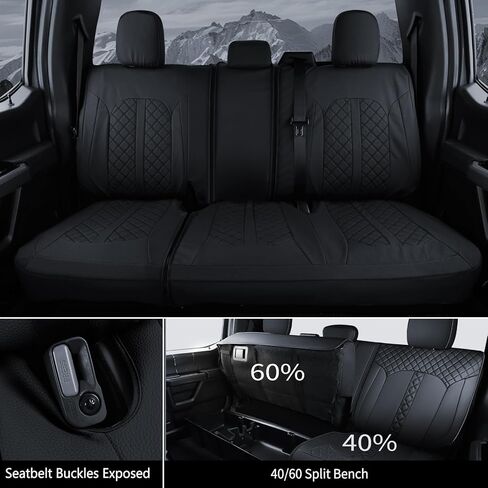 Truckiipa Seat Covers for Chevy Silverado, Leather Seat Cover Custom Fit for 2007-2013&2019-2026 Chevy Silverado GMC Sierra 1500, 2020-2026 2500HD 3500HD Double Crew Extended Cab, Full Set, Black in Saudi Arabia