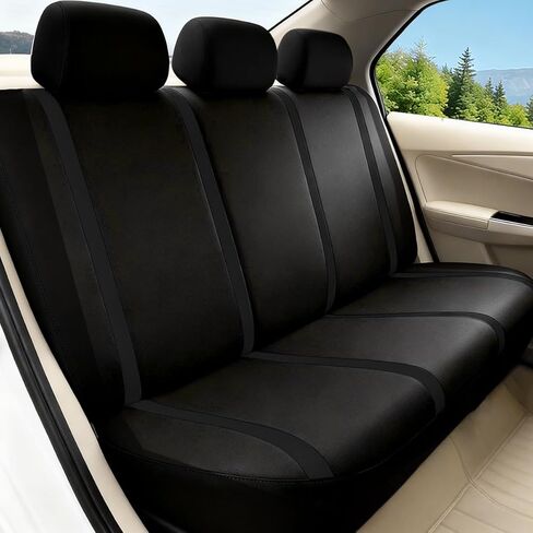 Car Seat Covers Full Set, Soft Breathable Vehicle Front and Rear Split Bench with Headrest Cover, Comfortable Automotive Interior Seat Protector, Universal for Van Truck Sedan (Black) in Saudi Arabia