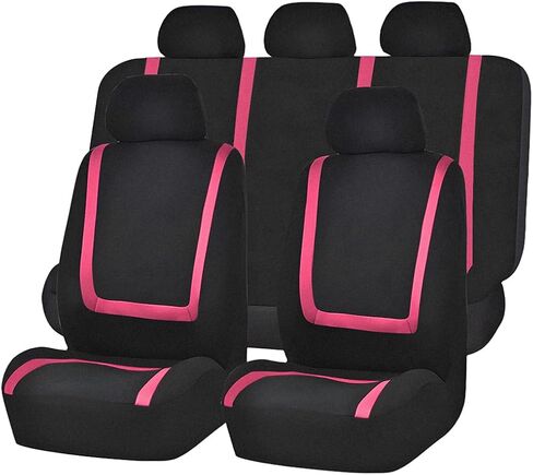 Car Seat Covers Full Set, Soft Breathable Vehicle Front and Rear Split Bench with Headrest Cover, Comfortable Automotive Interior Seat Protector, Universal for Van Truck Sedan (Black) in Saudi Arabia