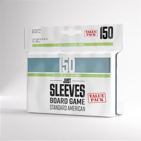 Gamegenic Just Sleeves - حزمة قيمة أمريكية قياسية (150 حزمة)، أكمام بطاقات مقاس 62 × 94 مم، حماية فعالة من حيث التكلفة متوافقة مع الحجم الأخضر الأساسي، وأكمام شفافة للمبتدئين in Kuwait